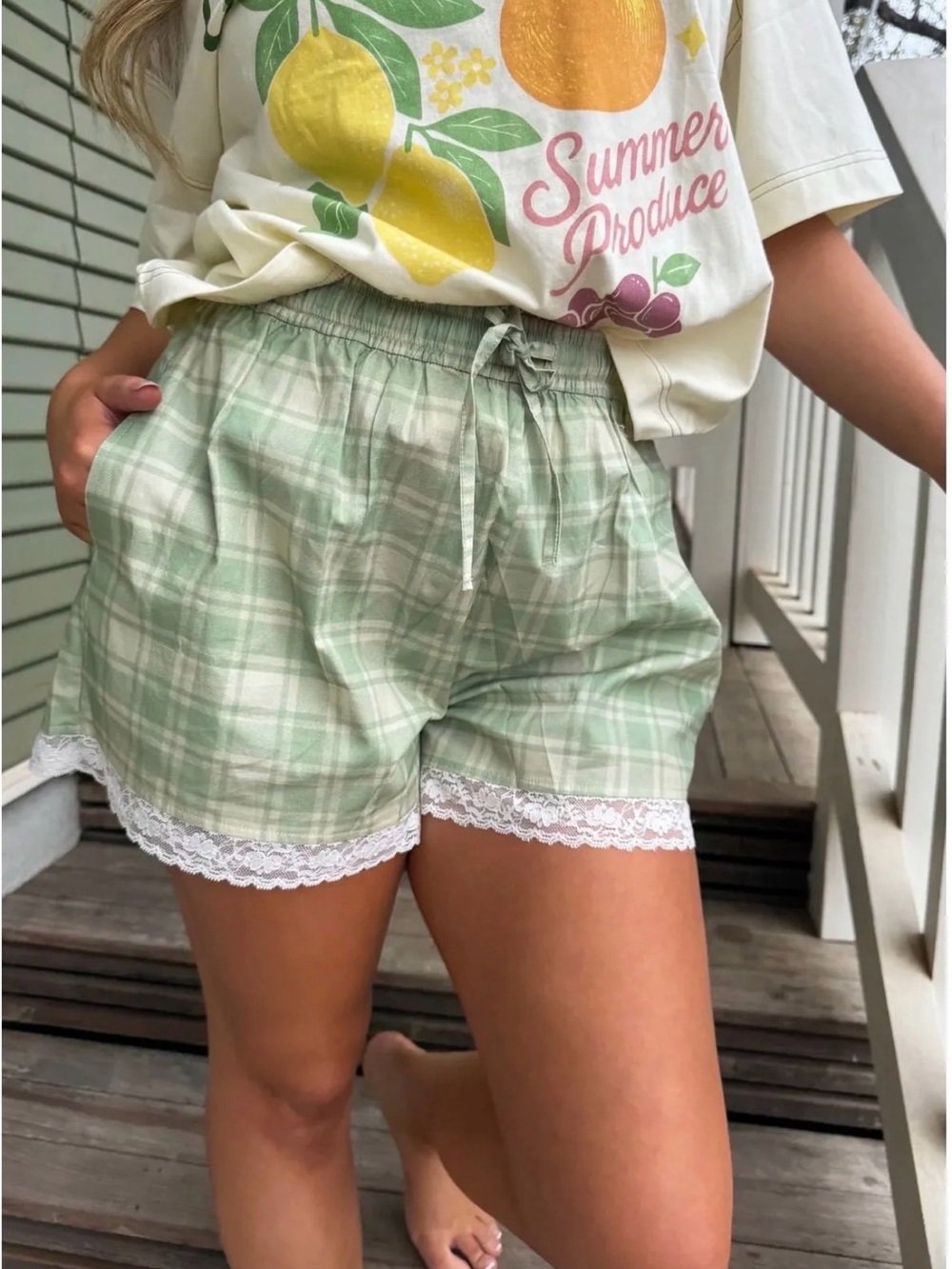 Blakelery Country Side Shorts in Green Plaid